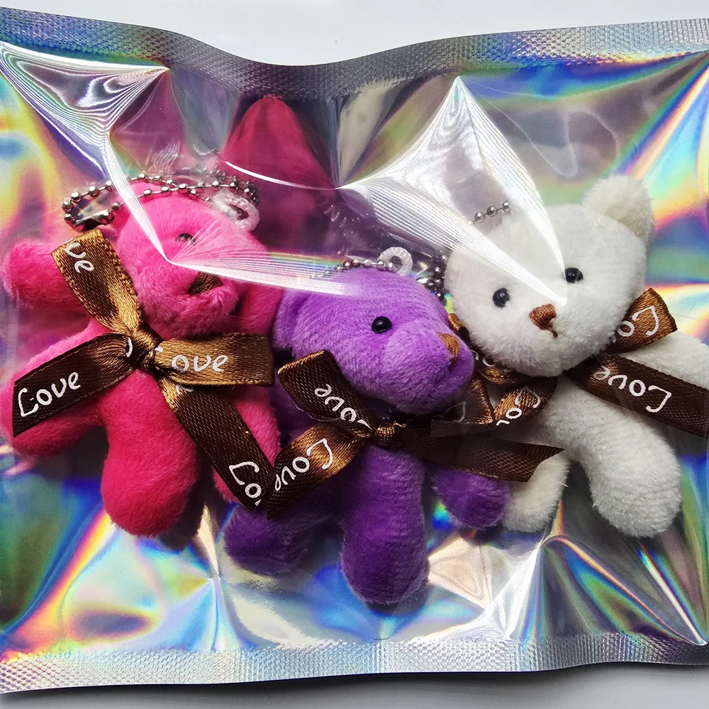 3‎ Pcs. Plush Bear Keychain - Pink, White, Purple